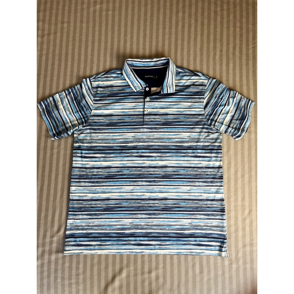 Bugatchi Multicolor Polo Shirt Men's Stretch Blue Size XXL